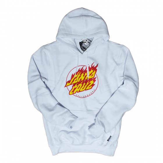 Moletom Canguru Fechado Santa Cruz Skateboards Flaming Dot Front Branco