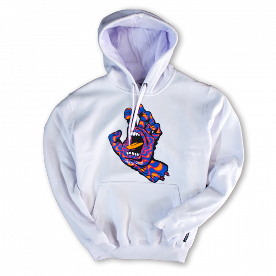 Moletom Canguru Fechado Santa Cruz Skateboards Kaleido Hand White Branco