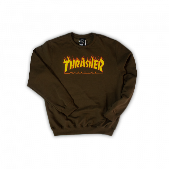 Moletom Careca Thrasher Magazine Flame Marrom Thrasher Magazine - Camiseta Skate Streetwear