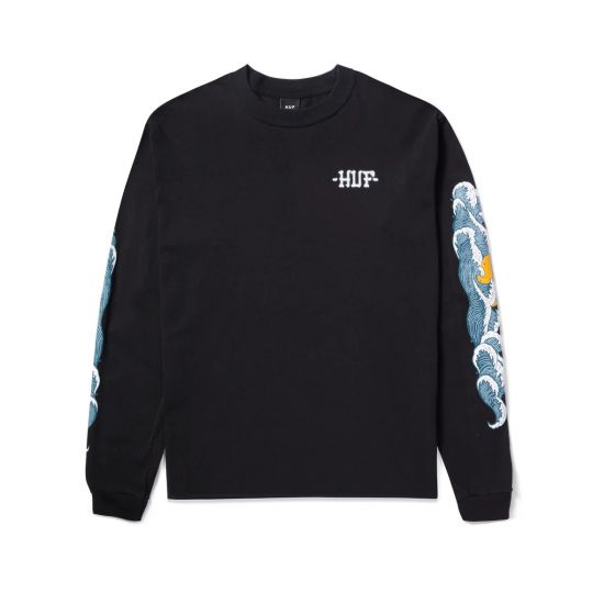 Camiseta Manga Longa HUF Worldwide Rogue Wave Preta