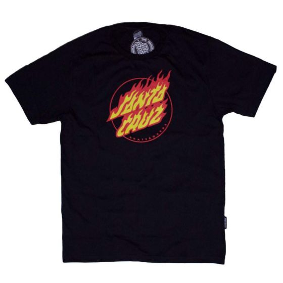 Camiseta Santa Cruz Skateboards Flaming Dot Front Preta