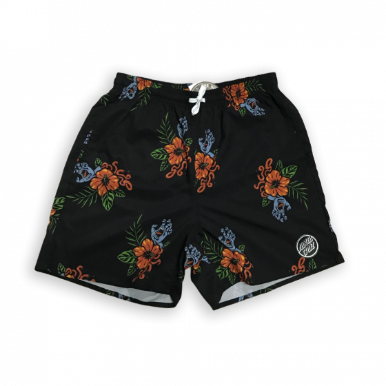 Short Bermuda Santa Cruz Skateboards Vacation Hand Pattern Preto