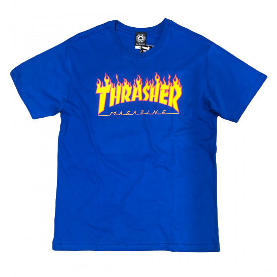 Camiseta Thrasher Magazine Flame Logo Azul Royal