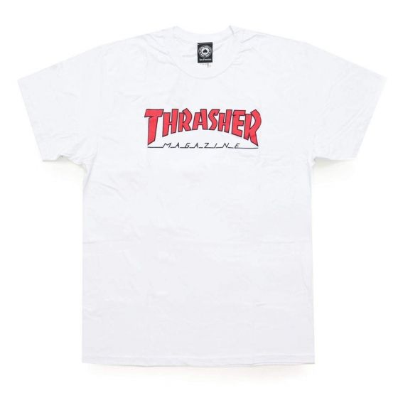 Detalhe Camiseta Thrasher Magazine Outlined Branca Logo Vermelho Thrasher Magazine - Estilo Urbano