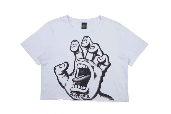 Blusa Cropped Feminina Santa Cruz Skateboards Huge Hand