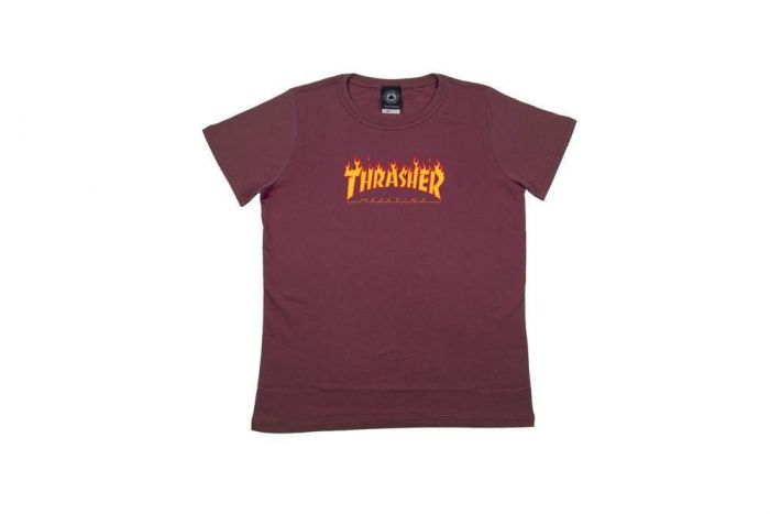 Camiseta Thrasher Feminina Flame Logo Bordo