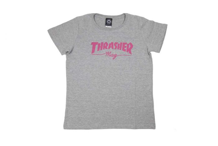 Camiseta Thrasher Feminina Mag Logo Cinza