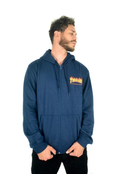 Moletom Abertura Thrasher Flame Bottom Marinho 