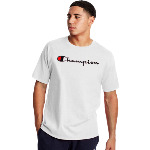 Detalhe Camiseta Champion Especial/Script Patch Logo/ Bordado Off White Champion SportsWear - Estilo Urbano